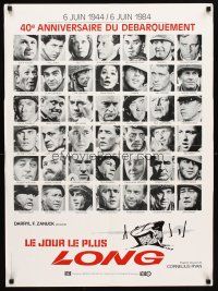 5f693 LONGEST DAY French 23x32 R84 Zanuck's World War II D-Day movie with 42 international stars!