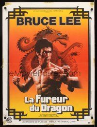 5f704 RETURN OF THE DRAGON French 23x32 '74 Bruce Lee classic, great close-up of Lee, Ferracci art