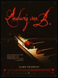 5f770 IMMORTAL BELOVED French 15x21 '95 cool image of rose on piano, Gary Oldman as Beethoven!