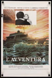 5f779 L'AVVENTURA French 15x21 R80s Michelangelo Antonioni, cool art of boat & Monica Vitti!