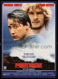 5f808 POINT BREAK French 15x21 '91 Keanu Reeves & Patrick Swayze, bank robbery & surfing!