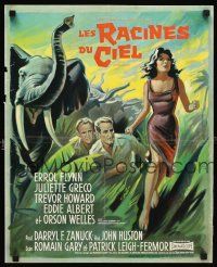 5f815 ROOTS OF HEAVEN French 15x21 '58 directed by John Huston, Errol Flynn & sexy Julie Greco!