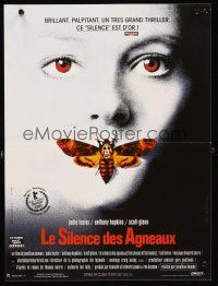 5f822 SILENCE OF THE LAMBS French 15x21 '90 great image of Jodie Foster with moth over mouth!