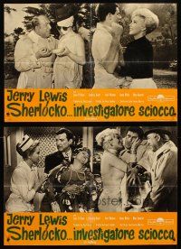 5f619 IT'S ONLY MONEY set of 8 Italian photobustas '62 wacky private eye Jerry Lewis, Joan O'Brien!