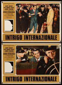 5f627 NORTH BY NORTHWEST set of 6 Italian photobustas R70s Hitchcock, Eva Marie Saint, Cary Grant!