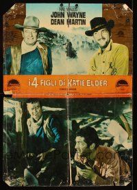 5f634 SONS OF KATIE ELDER Italian photobusta '65 John Wayne in action w/cowboy Dean Martin!