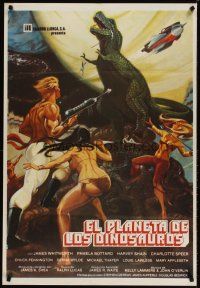 5f227 PLANET OF THE DINOSAURS Spanish '78 sexy sci-fi artwork by Ken Hoff!