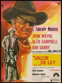 5f235 TRUE GRIT Spanish '69 John Wayne as Rooster Cogburn, Kim Darby, Glen Campbell