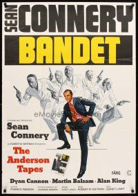 5f295 ANDERSON TAPES Swedish '71 art of Sean Connery & gang of masked robbers, Sidney Lumet