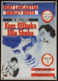5f301 COME BACK LITTLE SHEBA Swedish '53 art of Burt Lancaster, Shirley Booth, Jaeckel & Moore!