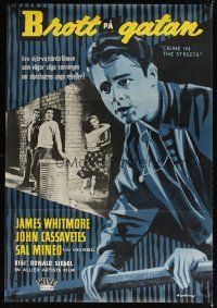 5f304 CRIME IN THE STREETS Swedish '56 directed by Don Siegel, first Cassavetes, art of Sal Mineo!