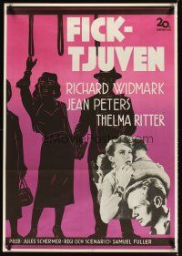 5f325 PICKUP ON SOUTH STREET Swedish '53 Richard Widmark & Jean Peters in Fuller noir classic!
