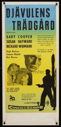 5f351 GARDEN OF EVIL Swedish stolpe '54 cool Gary Cooper art, sexy Susan Hayward & Richard Widmark!