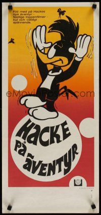5f353 HACKE PA AVENTYR stock Swedish stolpe '68 wacky art of Woody Woodpecker!