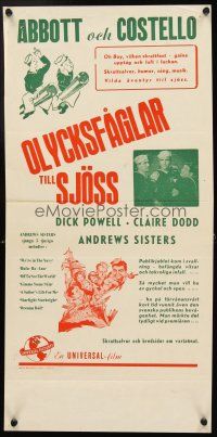 5f354 IN THE NAVY Swedish stolpe '41 Bud Abbott & Lou Costello as sailors, the Andrews Sisters!