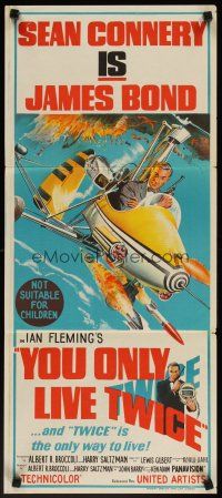 5h149 YOU ONLY LIVE TWICE Aust daybill '67 art of Sean Connery as James Bond in gyrocopter!