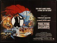 5h422 LIVING DAYLIGHTS British quad '87 Timothy Dalton as James Bond in cool art montage!