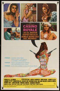 5h163 CASINO ROYALE Spanish/U.S. 1sh '67 all-star James Bond spy spoof, psychedelic art & sexy women!
