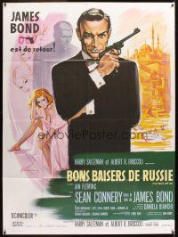 5h064 FROM RUSSIA WITH LOVE French 1p R80s different art of Sean Connery as James Bond by Grinsson