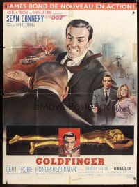 5h084 GOLDFINGER French 1p '64 art of Sean Connery as James Bond 007 by Jean Mascii!