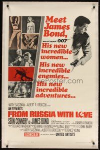 5h039 FROM RUSSIA WITH LOVE linen style A 1sh '64 Sean Connery is Ian Fleming's James Bond 007!