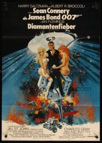 5h217 DIAMONDS ARE FOREVER German '71 art of Sean Connery as James Bond by Robert McGinnis!