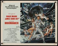 5h297 MOONRAKER 1/2sh '79 art of Roger Moore as James Bond & sexy Lois Chiles by Goozee!