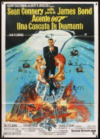 5h213 DIAMONDS ARE FOREVER Italian 1p '71 art of Sean Connery as James Bond by McGinnis!