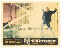 5h079 GOLDFINGER LC #3 '64 Sean Connery as Bond watches Harold Oddjob Sakata get electrocuted!