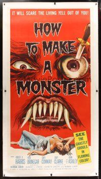 5j027 HOW TO MAKE A MONSTER linen 3sh '58 ghastly ghouls, it will scare the living yell out of you!
