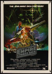 5j078 EMPIRE STRIKES BACK linen Aust 1sh '80 George Lucas sci-fi classic, cool artwork by Ohrai!