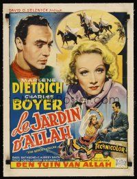 5j183 GARDEN OF ALLAH linen Belgian R50s different art of Marlene Dietrich & Charles Boyer!