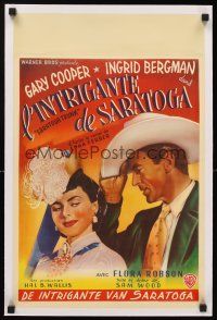 5j202 SARATOGA TRUNK linen Belgian '45 different art of Gary Cooper tipping hat at Ingrid Bergman!