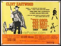 5j074 GOOD, THE BAD & THE UGLY linen British quad R70s Clint Eastwood, Lee Van Cleef, Sergio Leone