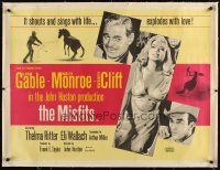 5j075 MISFITS linen British quad '61 Clark Gable, sexy Marilyn Monroe, Montgomery Clift, Huston
