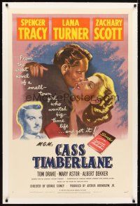 5j267 CASS TIMBERLANE linen 1sh '48 Spencer Tracy proposes to much younger beautiful Lana Turner!
