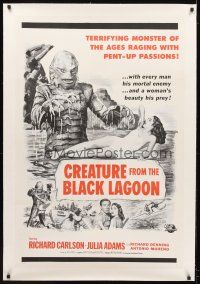 5j276 CREATURE FROM THE BLACK LAGOON military 1sh R50s cool art of monster & sexy Julie Adams