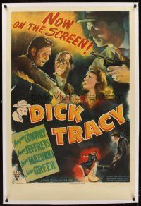 5j285 DICK TRACY linen 1sh '45 art of Conway as Chester Gould's classic cartoon strip detective!