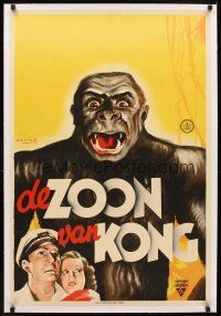 5j096 SON OF KONG linen Dutch '33 Ernest B Schoedsack, cool different giant ape artwork by Mettes!