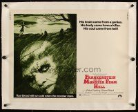 5j224 FRANKENSTEIN & THE MONSTER FROM HELL linen 1/2sh '74 your blood will run cold when he rises!
