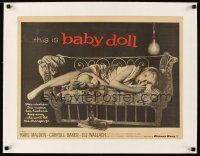 5j218 BABY DOLL linen 17x23 herald '57 Elia Kazan, classic c/u of sexy troubled teen Carroll Baker!