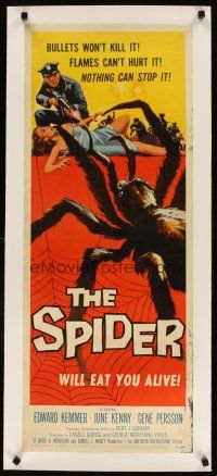 5j231 SPIDER linen insert '58 Bert I. Gordon horror, it MUST eat YOU to live!