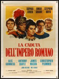 5j005 FALL OF THE ROMAN EMPIRE linen Italian 1p R70s Anthony Mann, Sophia Loren, different art!