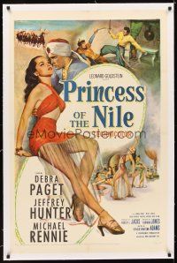5j389 PRINCESS OF THE NILE linen 1sh '54 sexy full-length art of barely-dressed young Debra Paget!