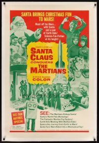 5j407 SANTA CLAUS CONQUERS THE MARTIANS linen 1sh '64 wacky fantasy, aliens, robots & Pia Zadora!