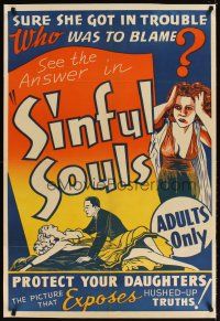 5j417 SINFUL SOULS linen 1sh '40s sure she got in trouble, but who was to blame!