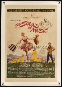 5j423 SOUND OF MUSIC linen 1sh '66 classic artwork of Julie Andrews by Howard Terpning!