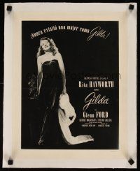 5j213 GILDA linen special 13x17 '46 sexiest smoking Rita Hayworth full-length in sheath dress!