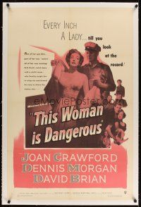 5j445 THIS WOMAN IS DANGEROUS linen 1sh '52 Joan Crawford was a lady, till you see her record!
