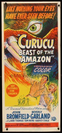 5k012 CURUCU, BEAST OF THE AMAZON Aust daybill '56 Universal horror, cool stone litho monster art!